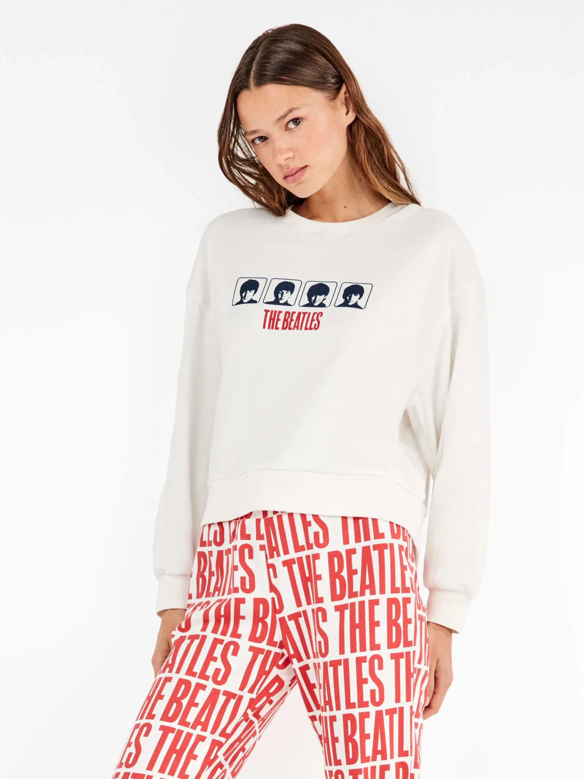 Pijama Gisela mujer "The Beatles" rojo en punto interlock 20363