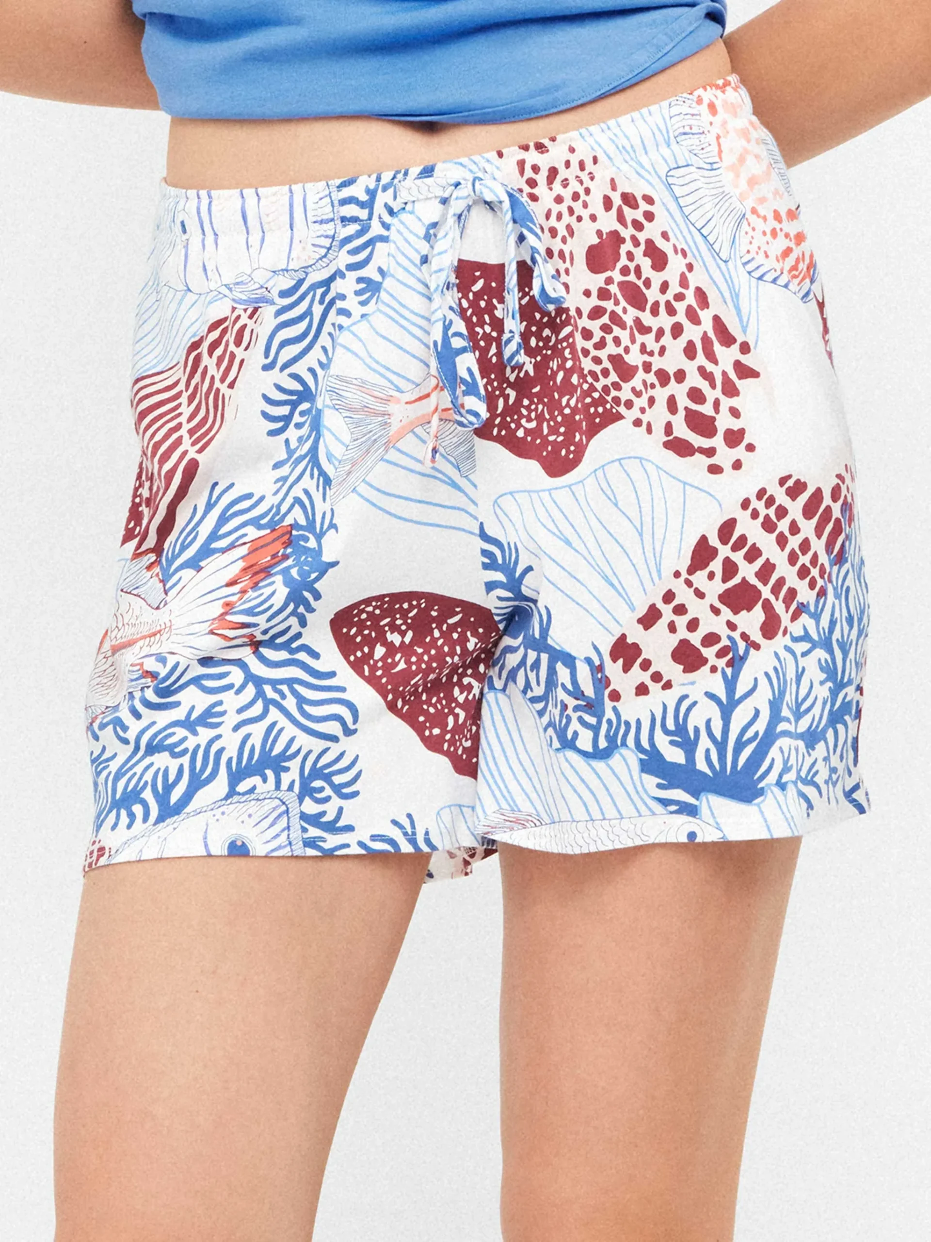 Pantalón Pijama Gisela mujer corto estampado fondo marino 20400